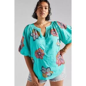 Anthropologie Maeve Embroidered Peasant Blouse, Used, Plus Size 1X
